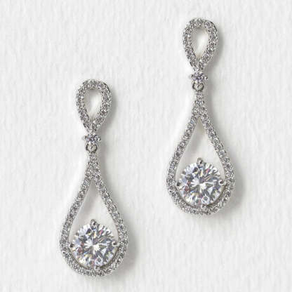 Classic Drop Moissanite Diamonds 18K White Gold Earrings | Mix Mix Style [Hot Seller]-Mix MIx Style