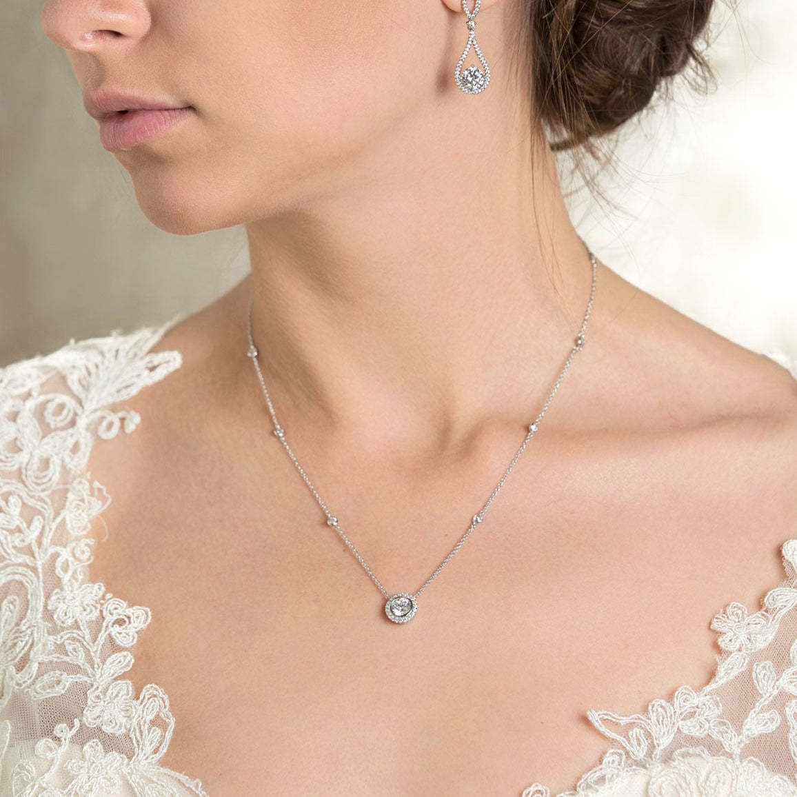 Crystal Chain 18K White Gold Necklace | Mix Mix Style [Hot Seller]