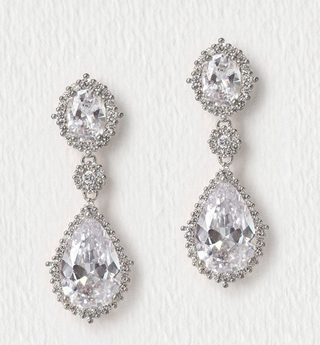Pear Drop Moissanite 18K White Gold Earrings | Mix Mix Style [Hot Seller]-Mix MIx Style