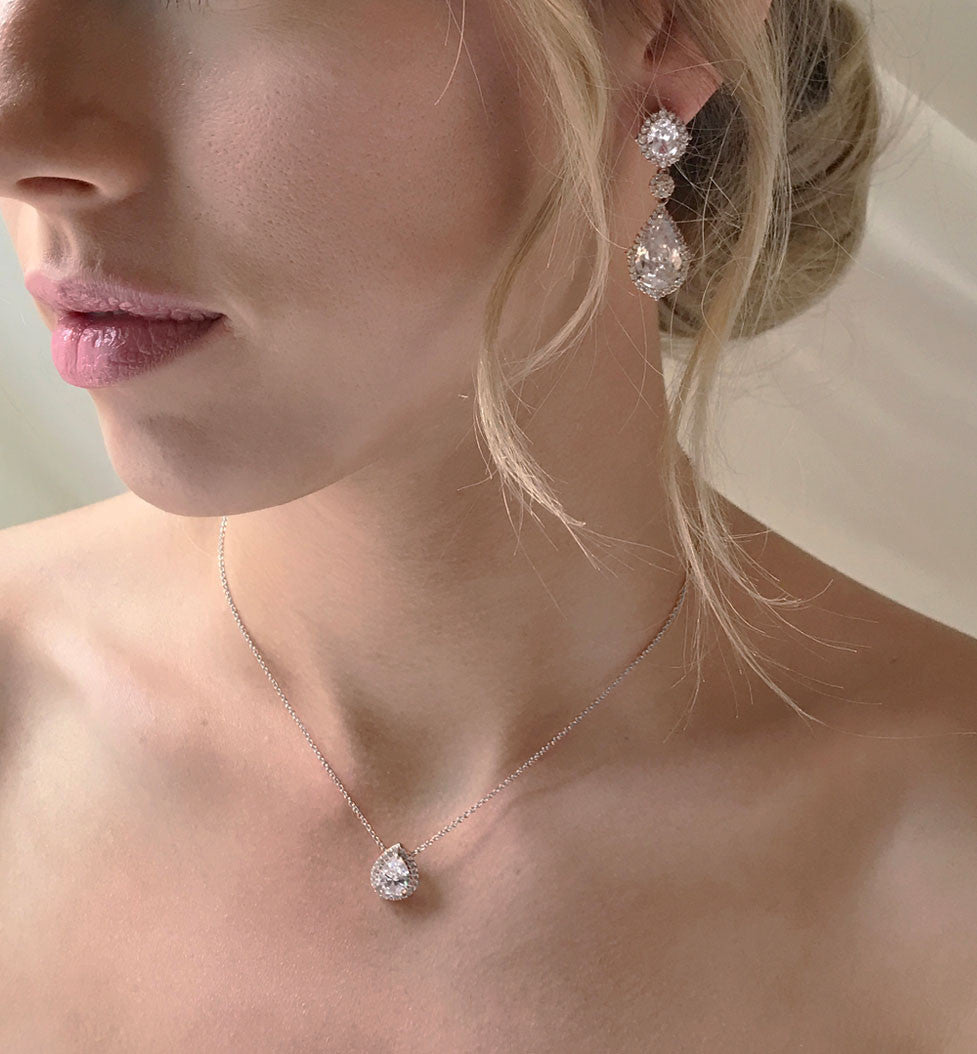 Pear Drop 18K White Gold Jewelry Set | Mix Mix Style [Hot Seller]-Mix MIx Style