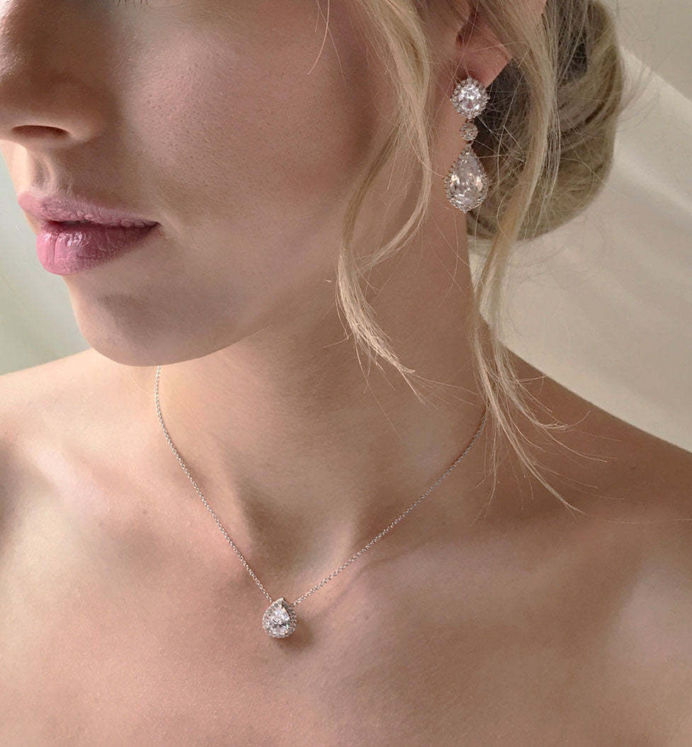 Pear Drop 18K White Gold Jewelry Set | Mix Mix Style [Hot Seller]-Mix MIx Style