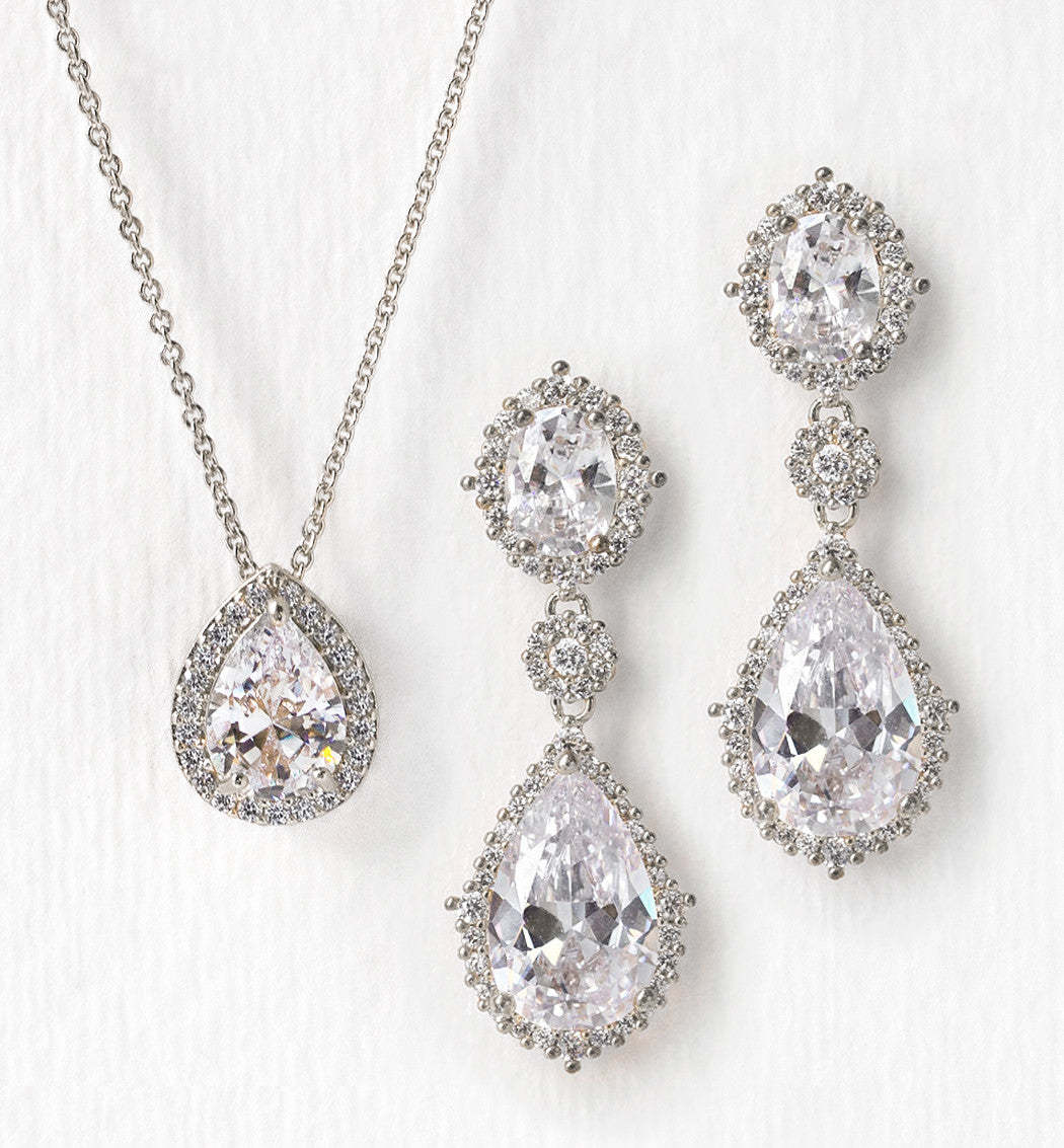 Pear Drop 18K White Gold Jewelry Set | Mix Mix Style [Hot Seller]-Mix MIx Style