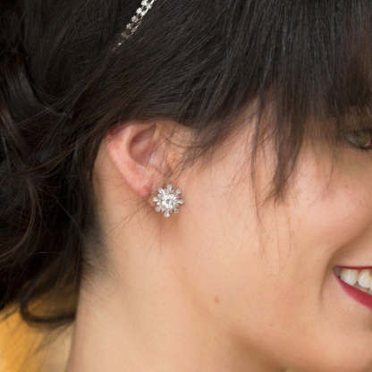 Deco Star Stud 18K White Gold Earrings | Mix Mix Style [Hot Seller]-Mix MIx Style