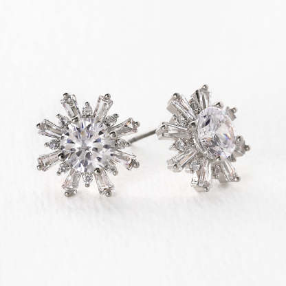 Deco Star Stud 18K White Gold Earrings | Mix Mix Style [Hot Seller]-Mix MIx Style
