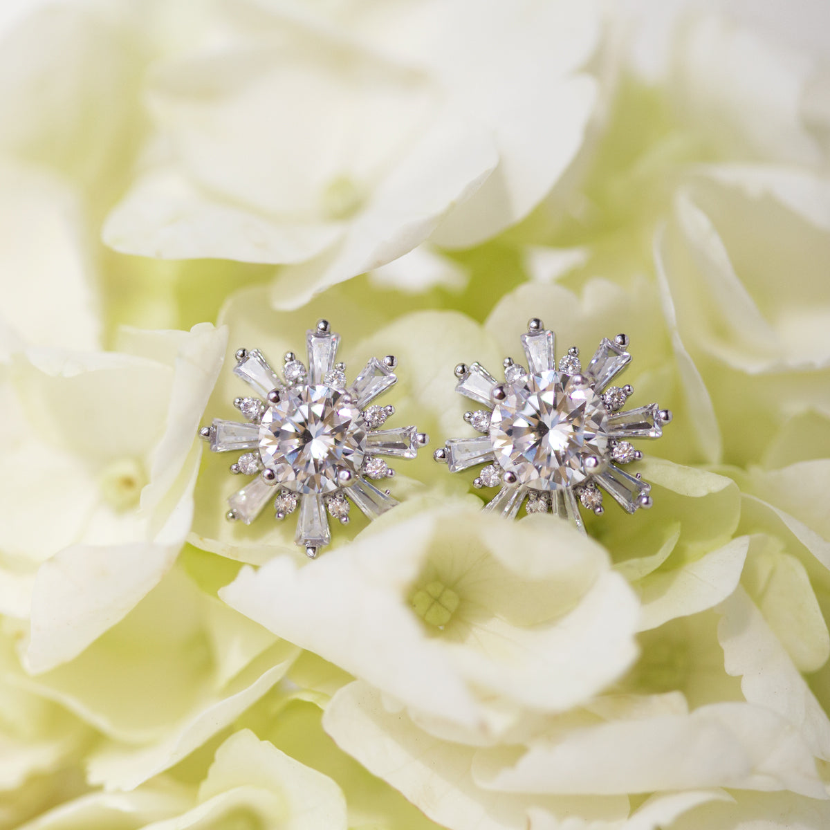 Deco Star Stud 18K White Gold Earrings | Mix Mix Style [Hot Seller]-Mix MIx Style