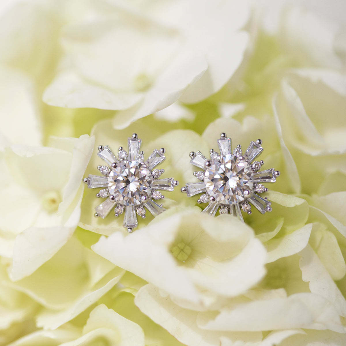 Deco Star Stud 18K White Gold Earrings | Mix Mix Style [Hot Seller]-Mix MIx Style