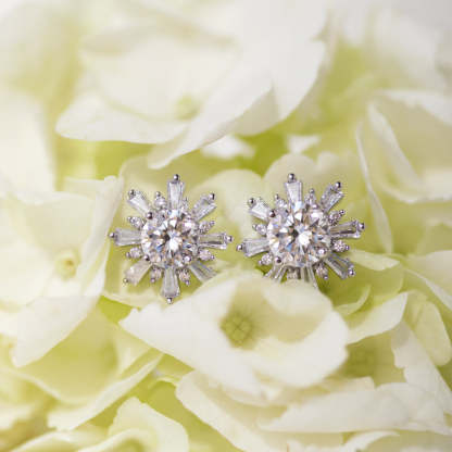 Deco Star Stud 18K White Gold Earrings | Mix Mix Style [Hot Seller]-Mix MIx Style