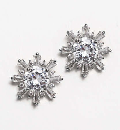 Deco Star Stud 18K White Gold Earrings | Mix Mix Style [Hot Seller]-Mix MIx Style