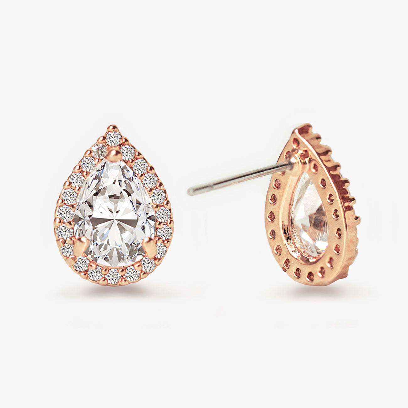 Teardrop Moissanite 18K Rose Gold plated Studs | Mix Mix Style [Hot Seller]-Mix MIx Style