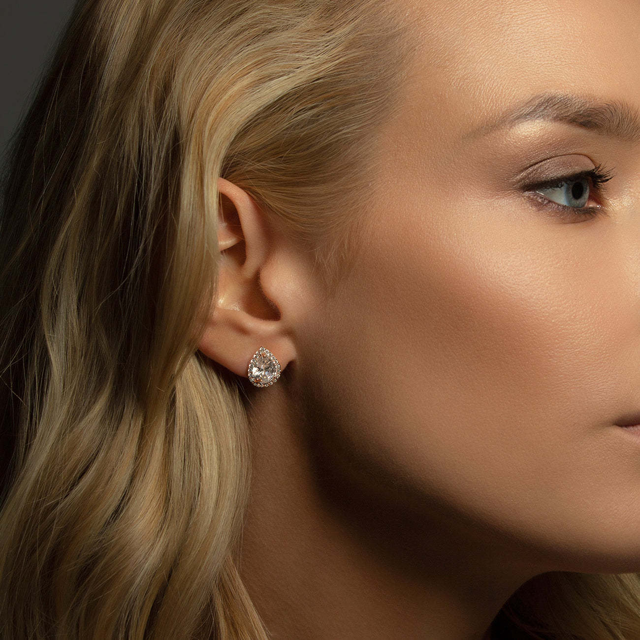 Teardrop Moissanite 18K Rose Gold plated Studs | Mix Mix Style [Hot Seller]-Mix MIx Style