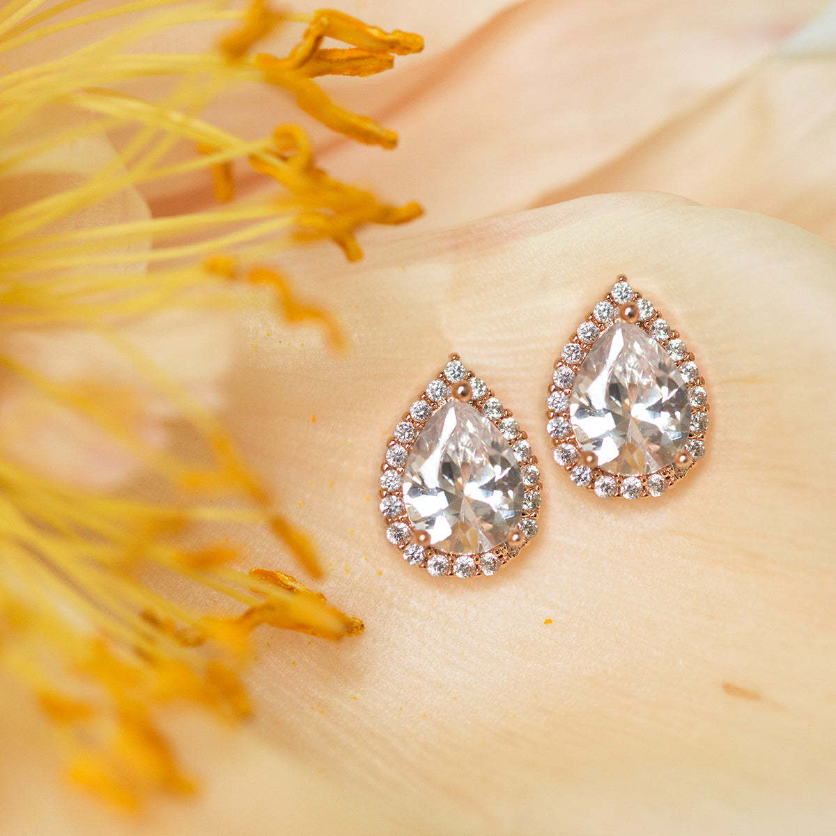 Teardrop Moissanite 18K Rose Gold plated Studs | Mix Mix Style [Hot Seller]-Mix MIx Style