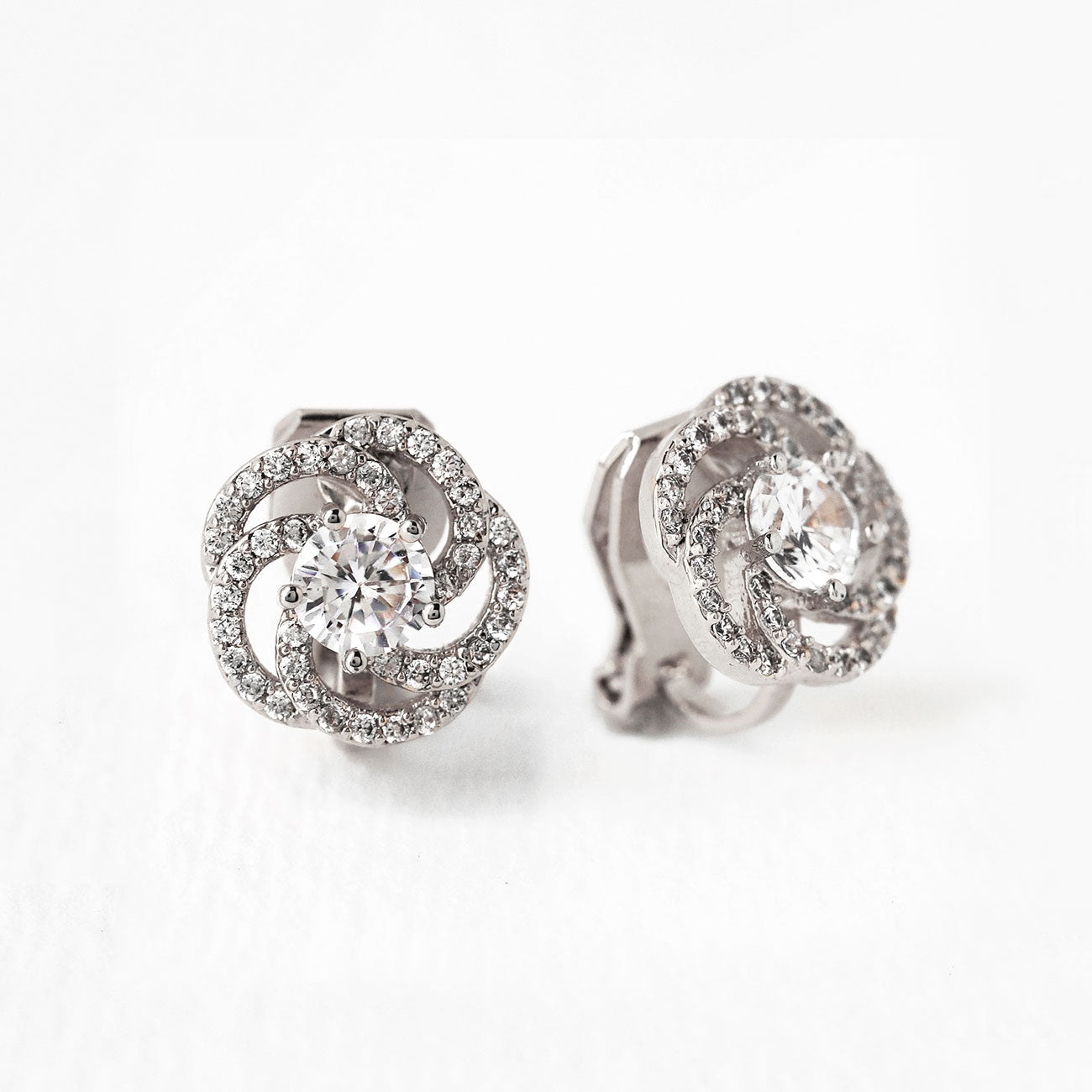 Clip On Stud 18K White Gold Earrings | Mix Mix Style [Hot Seller]-Mix MIx Style