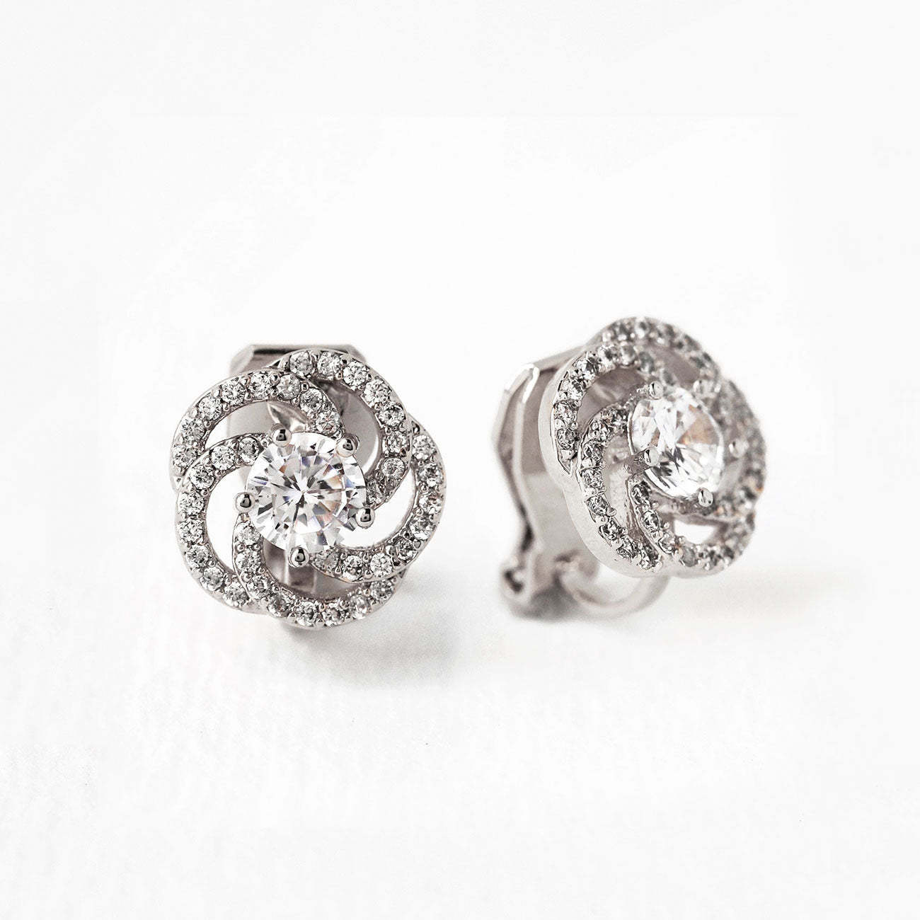 Clip On Stud 18K White Gold Earrings | Mix Mix Style [Hot Seller]-Mix MIx Style