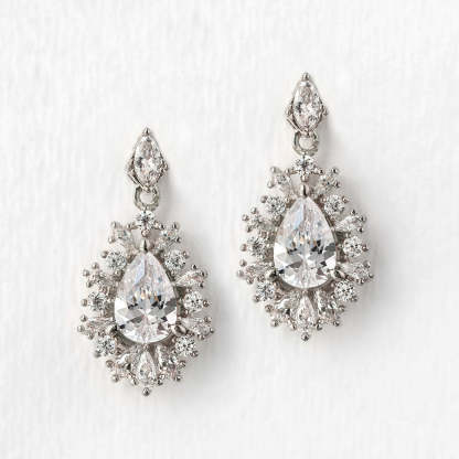 Teardrop Moissanite 18K White Gold Earrings | Mix Mix Style [Hot Seller]-Mix MIx Style