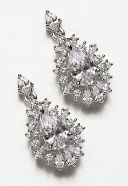 Teardrop Moissanite 18K White Gold Earrings | Mix Mix Style [Hot Seller]-Mix MIx Style