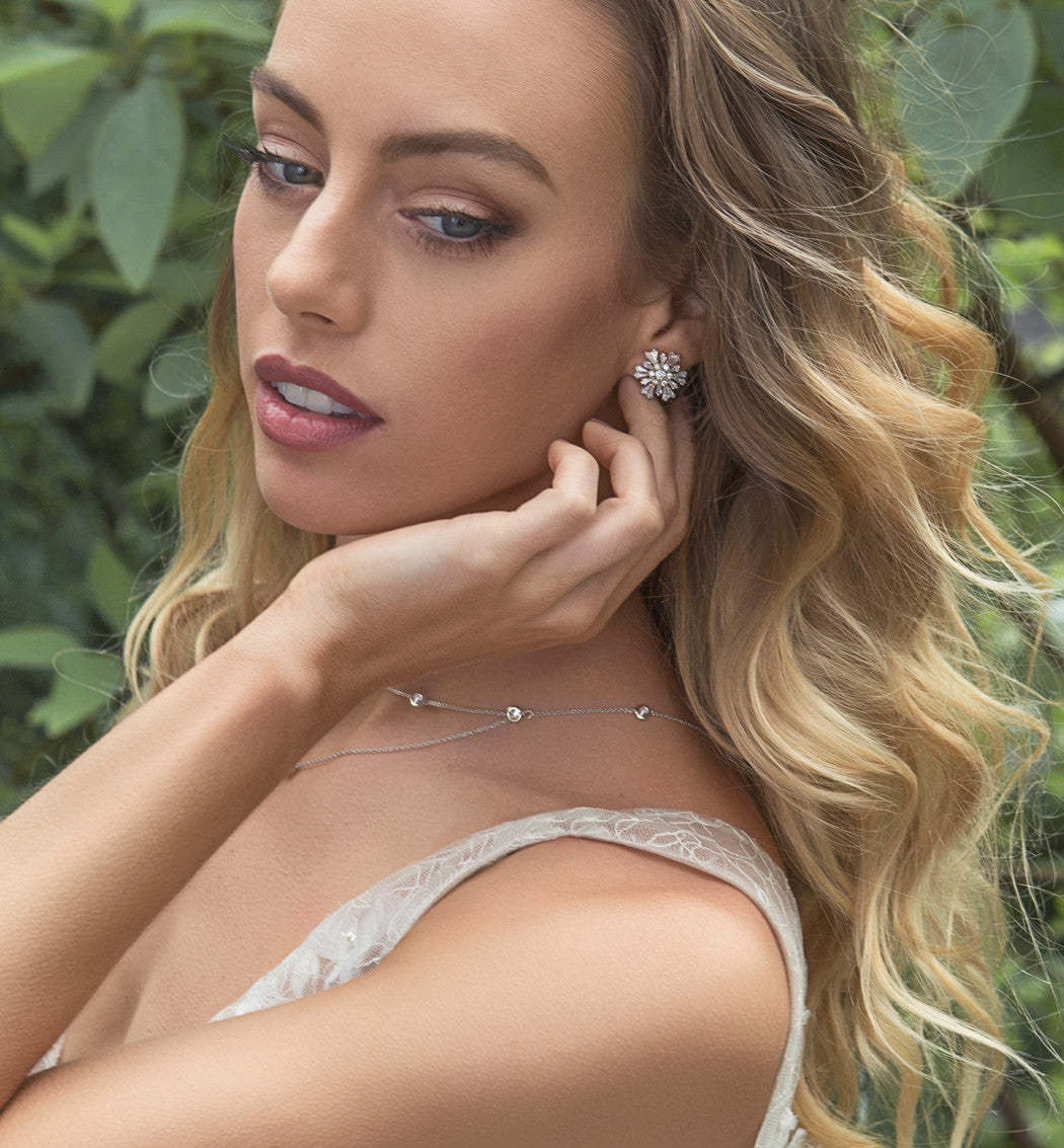 Star Diamond Stud 18K White Gold Earrings | Mix Mix Style [Hot Seller]-Mix MIx Style