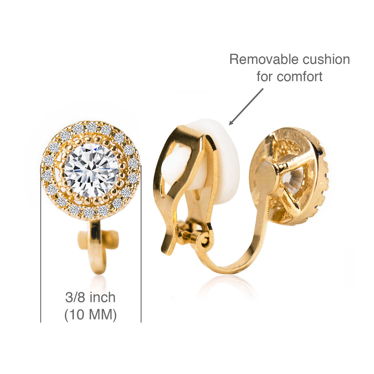 Solitaire Halo 18k Gold plated Studs | Mix Mix Style [Hot Seller]-Mix MIx Style