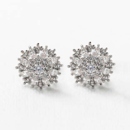 Crystal Stud 18K White Gold Earrings | Mix Mix Style [Hot Seller]-Mix MIx Style