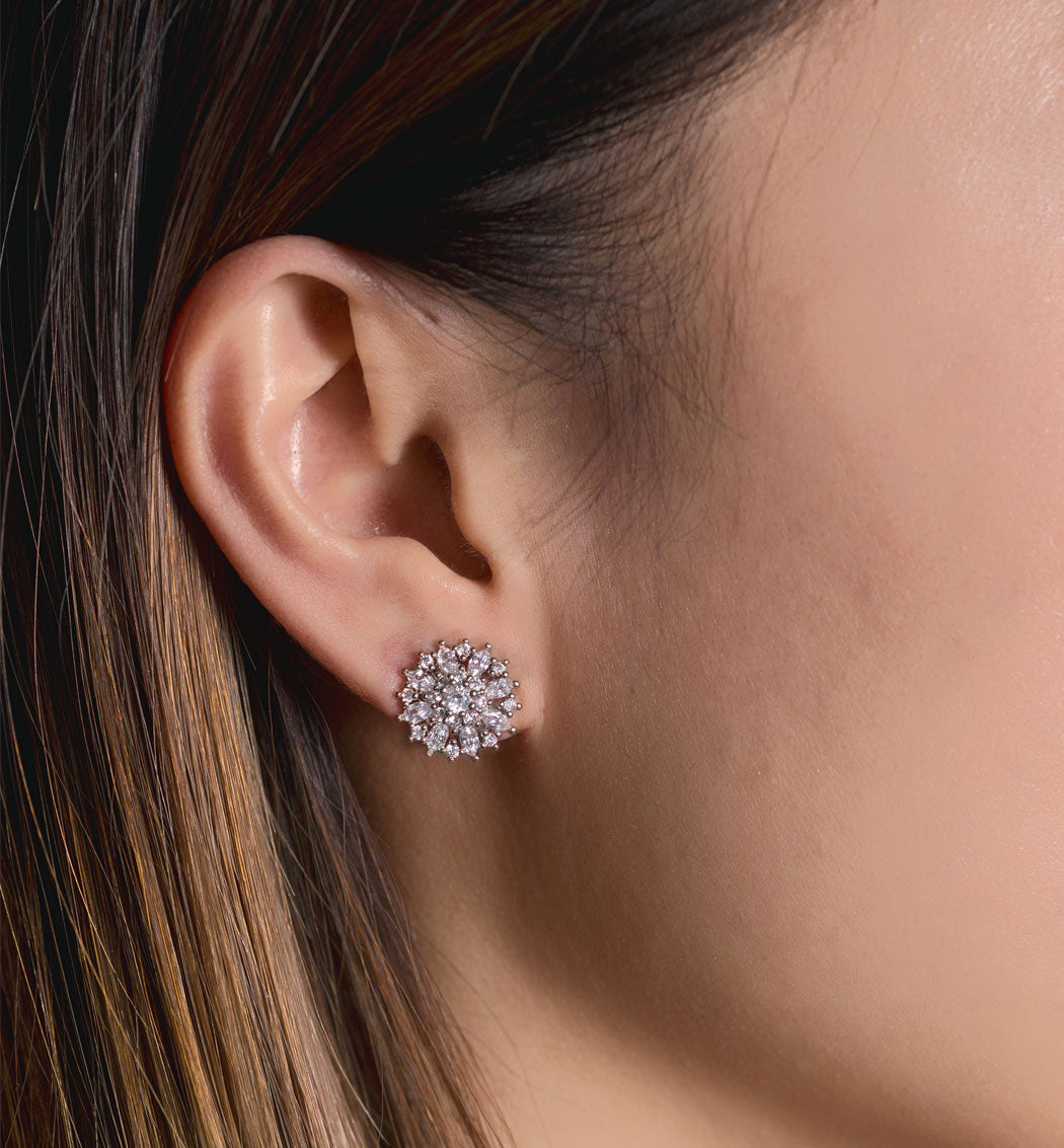 Crystal Clip On Stud Rose Gold Earrings | Mix Mix Style [Hot Seller]-Mix MIx Style