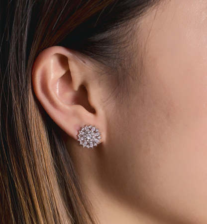 Crystal Clip On Stud Rose Gold Earrings | Mix Mix Style [Hot Seller]-Mix MIx Style