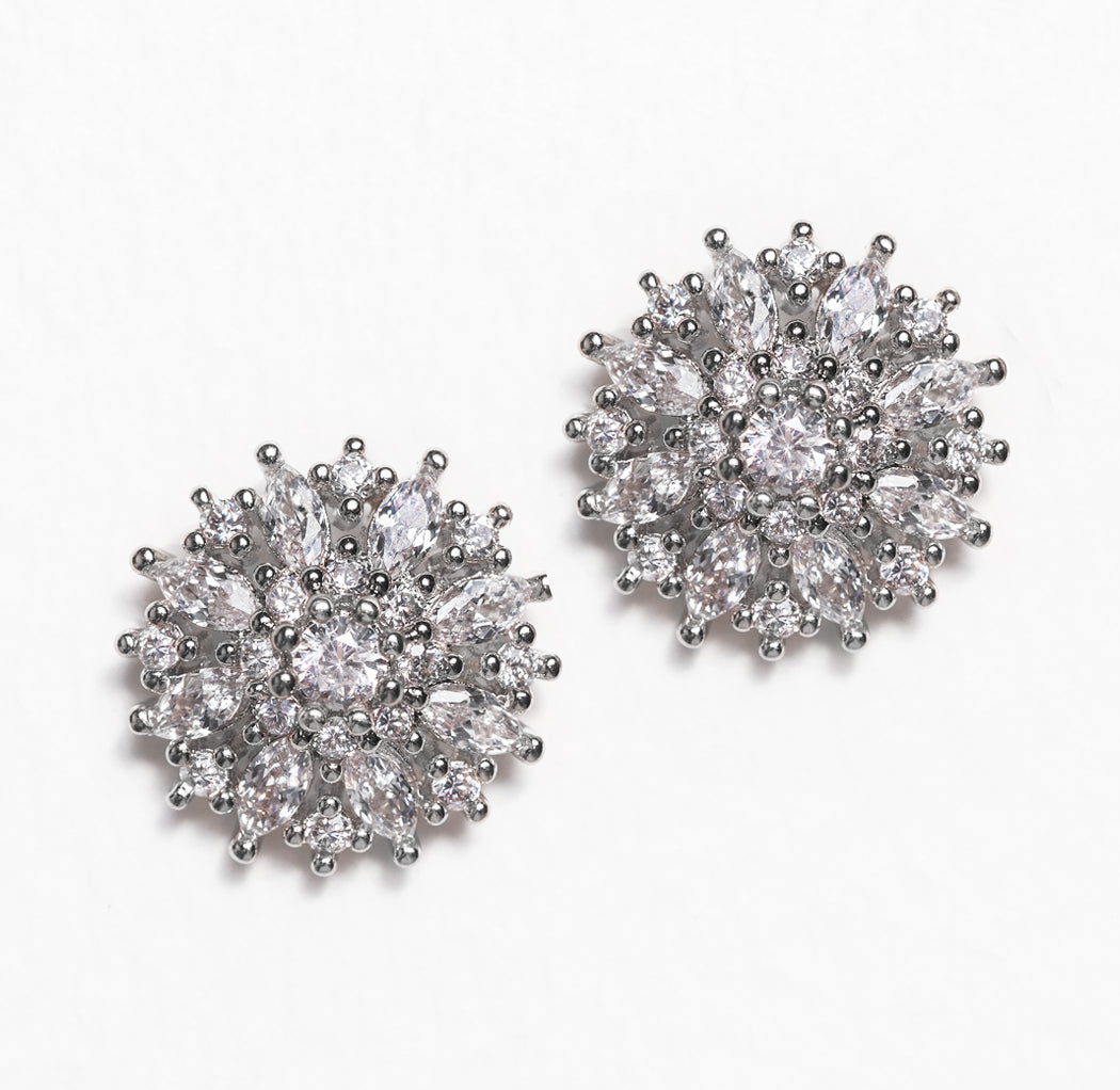 Crystal Stud 18K White Gold Earrings | Mix Mix Style [Hot Seller]-Mix MIx Style