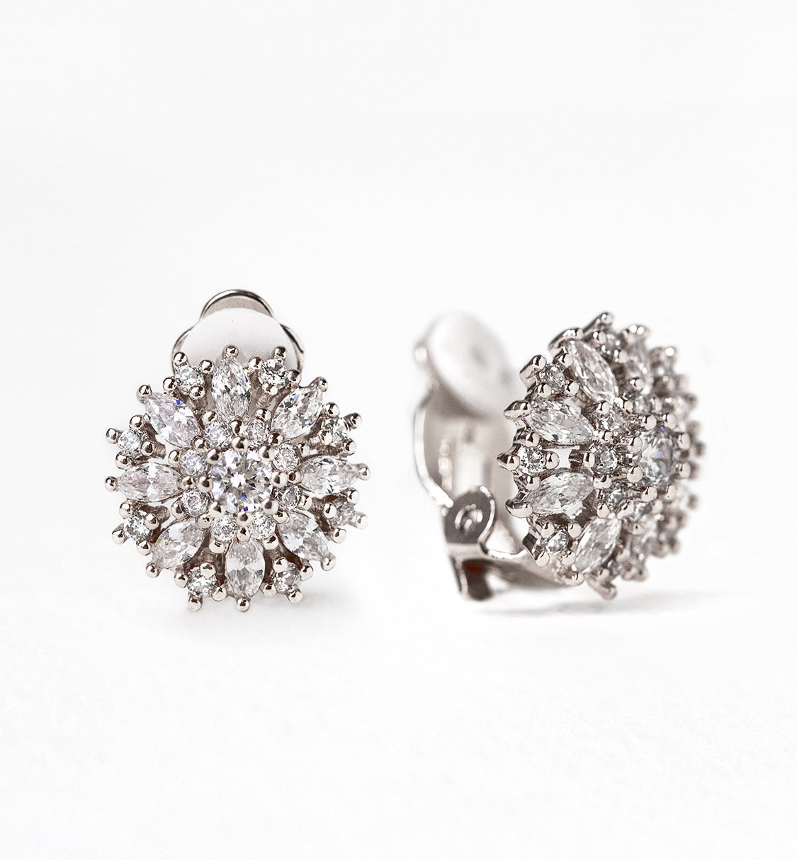 Crystal Stud 18K White Gold Earrings | Mix Mix Style [Hot Seller]-Mix MIx Style