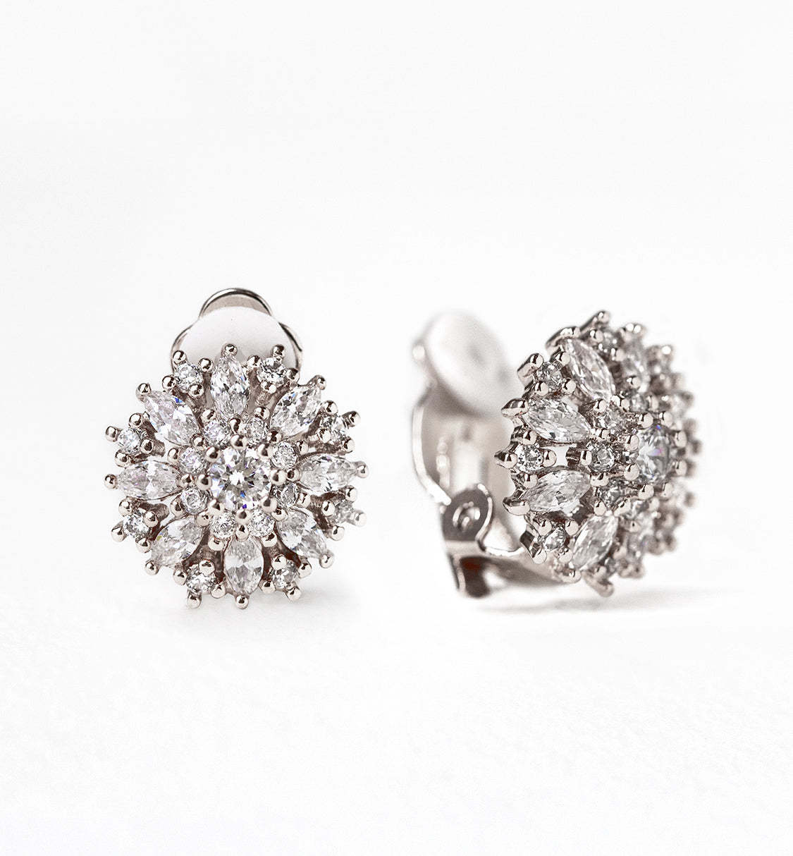Crystal Stud 18K White Gold Earrings | Mix Mix Style [Hot Seller]-Mix MIx Style
