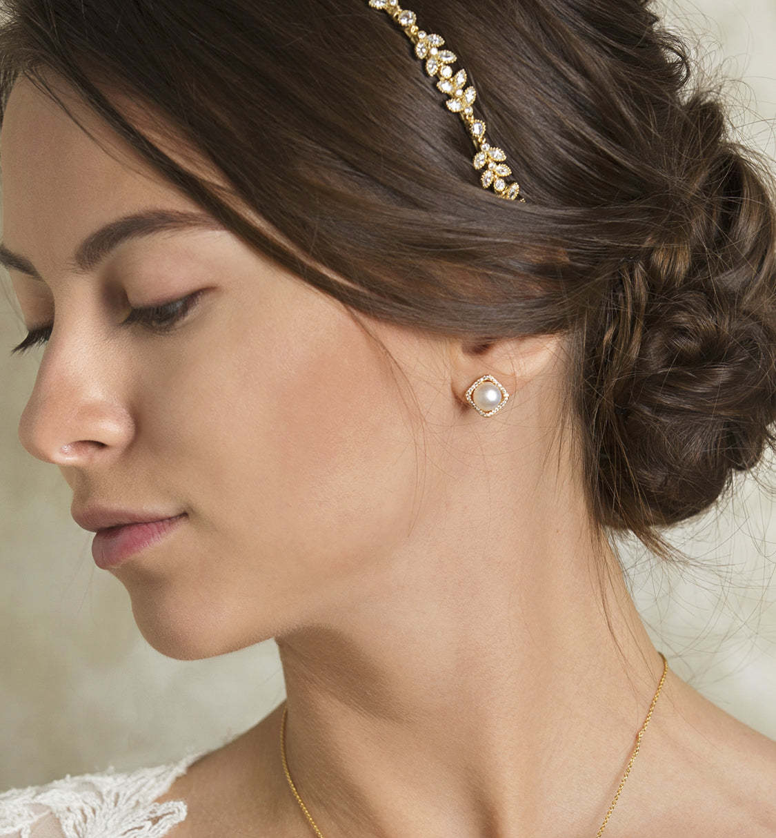 Perla Cushion Halo 18K Gold Plated Stud Earrings | Mix Mix Style [Hot Seller]-Mix MIx Style