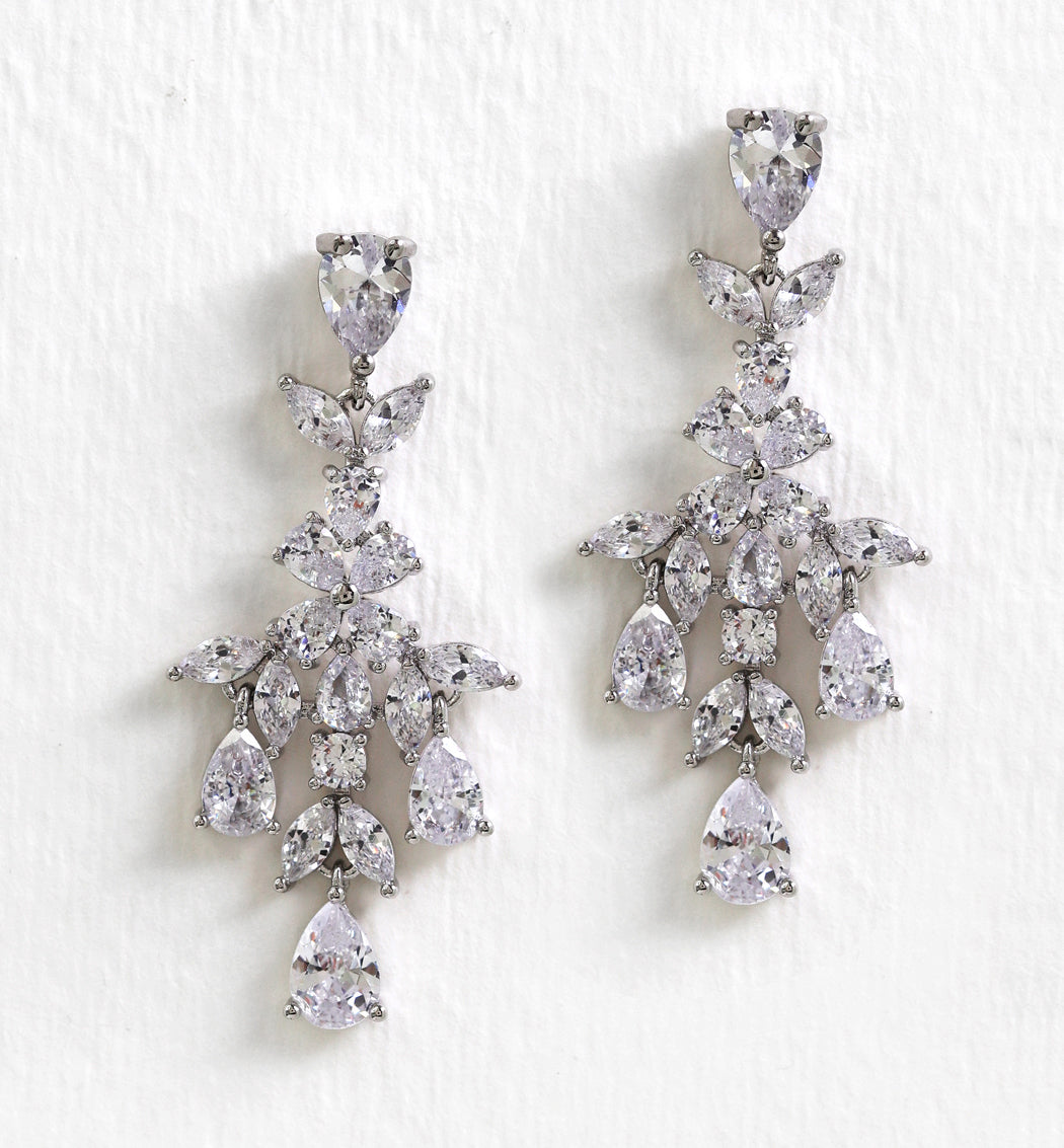 Marquise Chandelier 18K White Gold Earrings | Mix Mix Style [Hot Seller]-Mix MIx Style