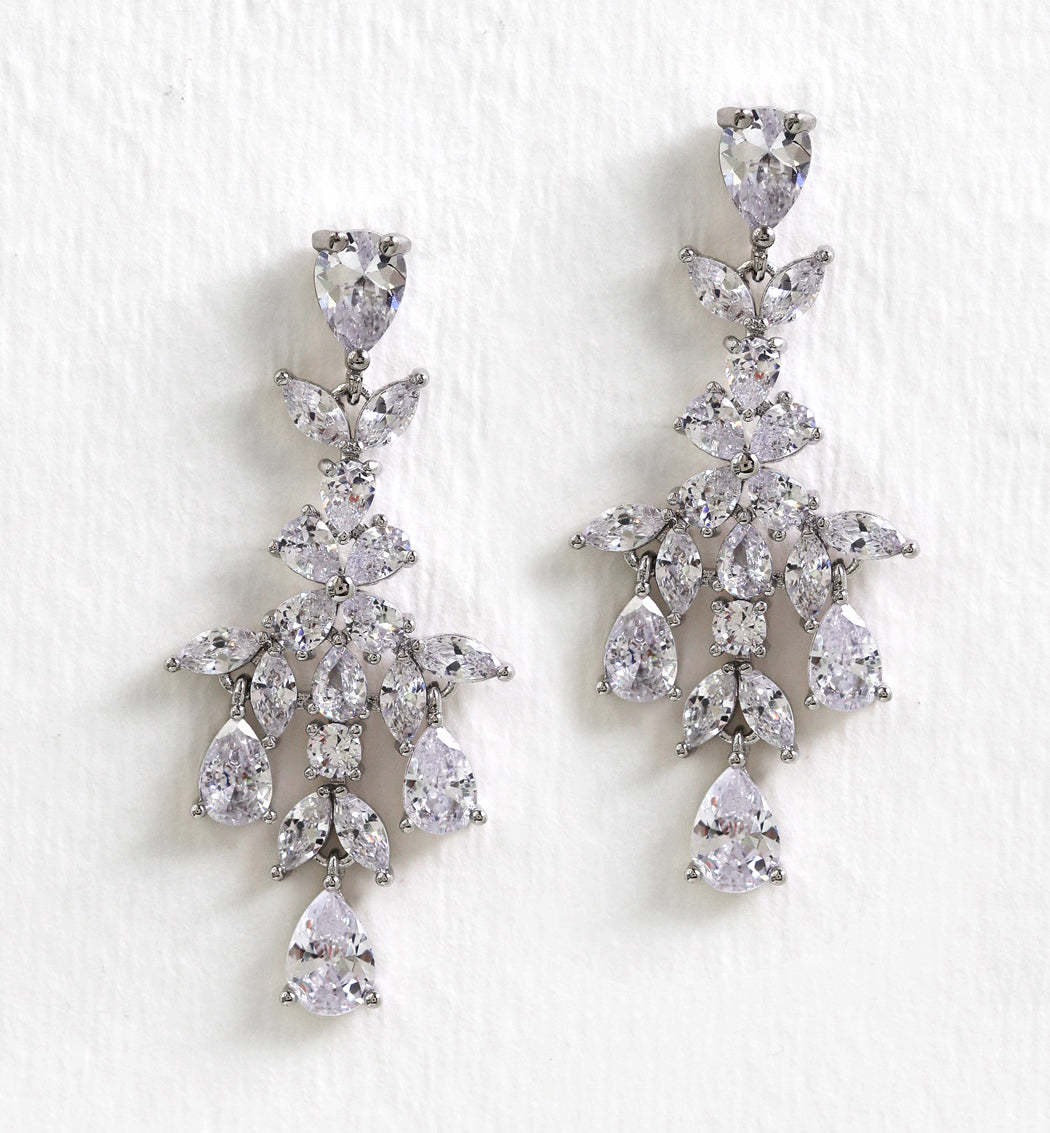 Marquise Chandelier 18K White Gold Earrings | Mix Mix Style [Hot Seller]-Mix MIx Style