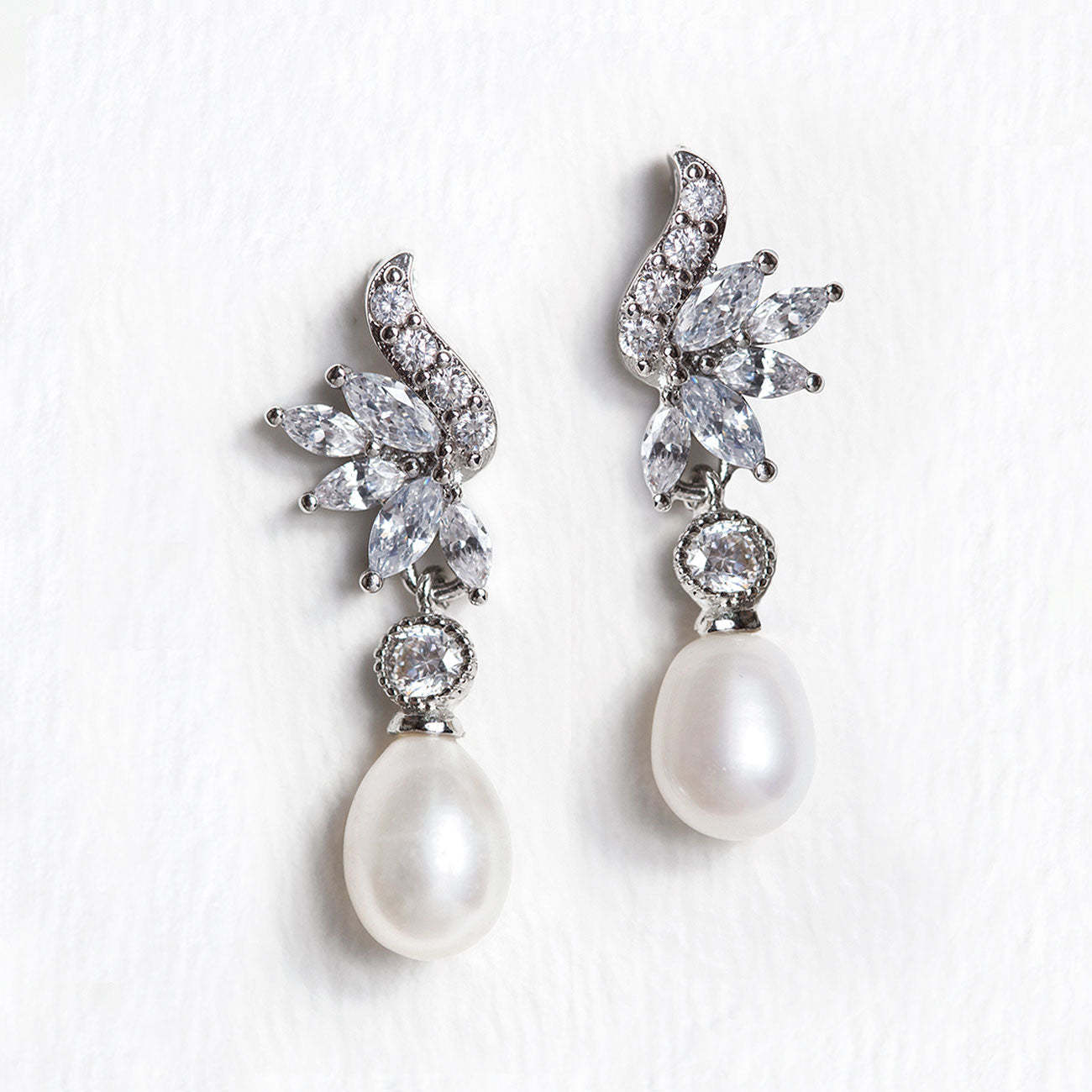 Vintage Marquise Pearl Drop 18K White Gold Earrings | Mix Mix Style [Hot Seller]-Mix MIx Style