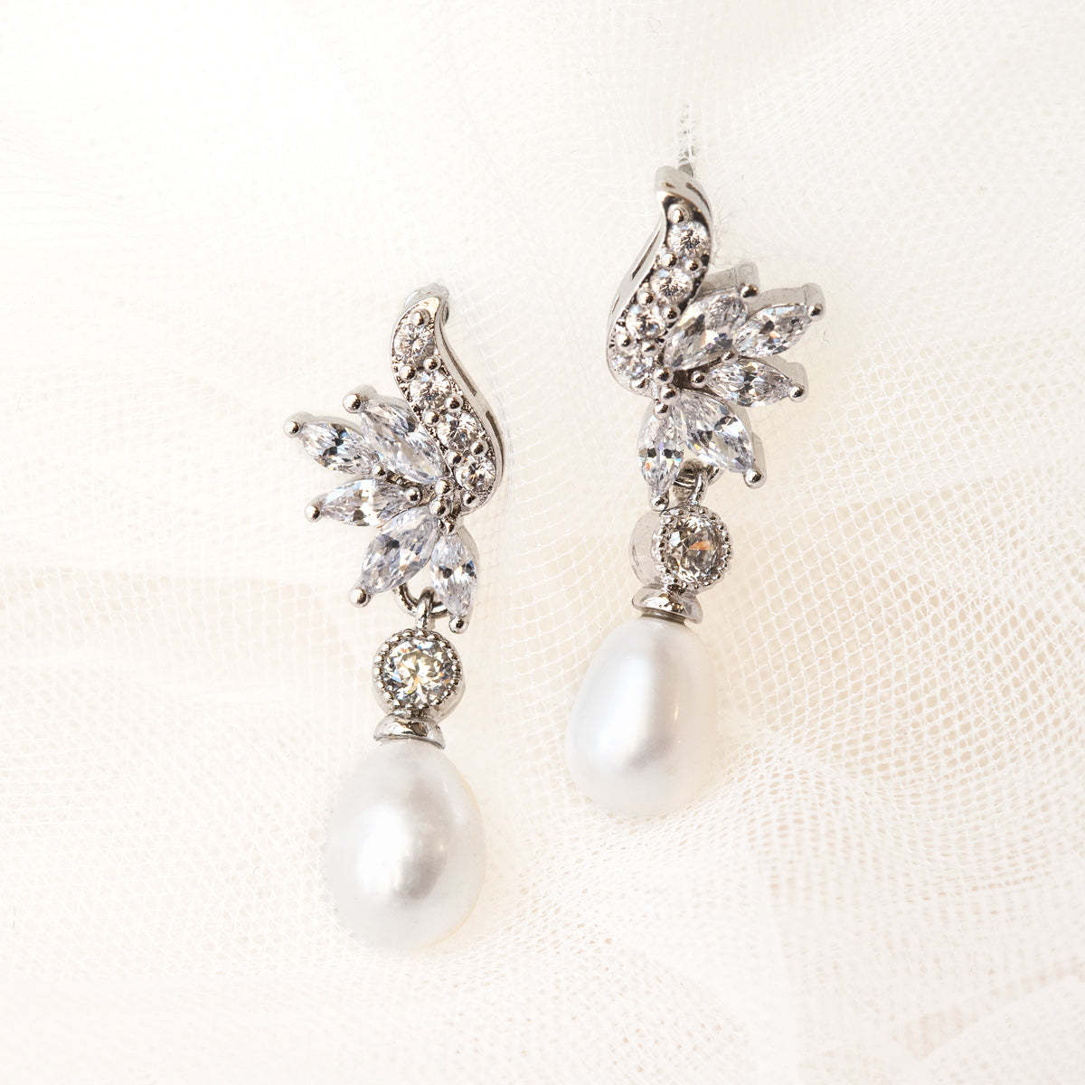 Vintage Marquise Pearl Drop 18K White Gold Earrings | Mix Mix Style [Hot Seller]-Mix MIx Style