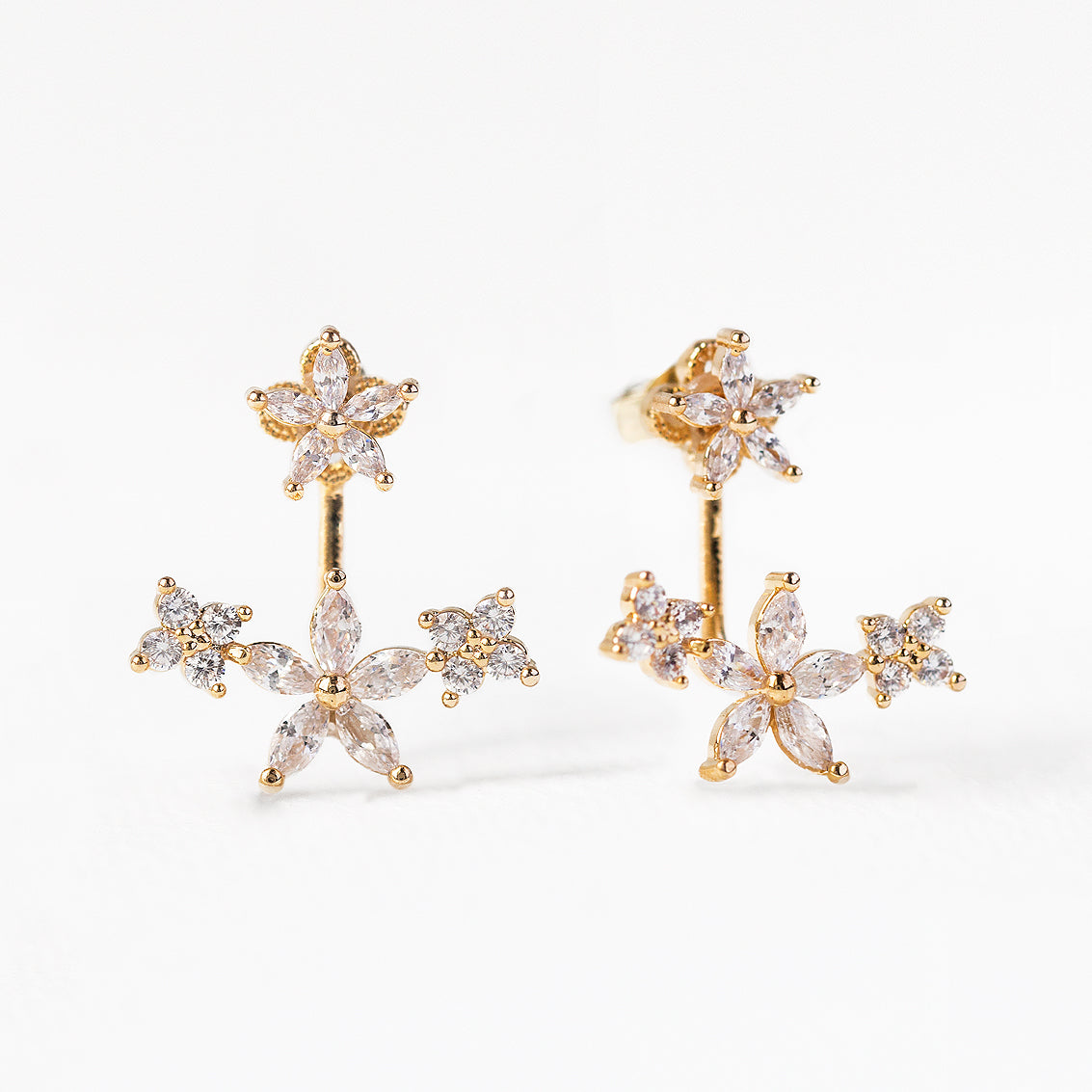 Flora Moissanite 18K Gold Plated Ear Jacket | Mix Mix Style [Hot Seller]-Mix MIx Style