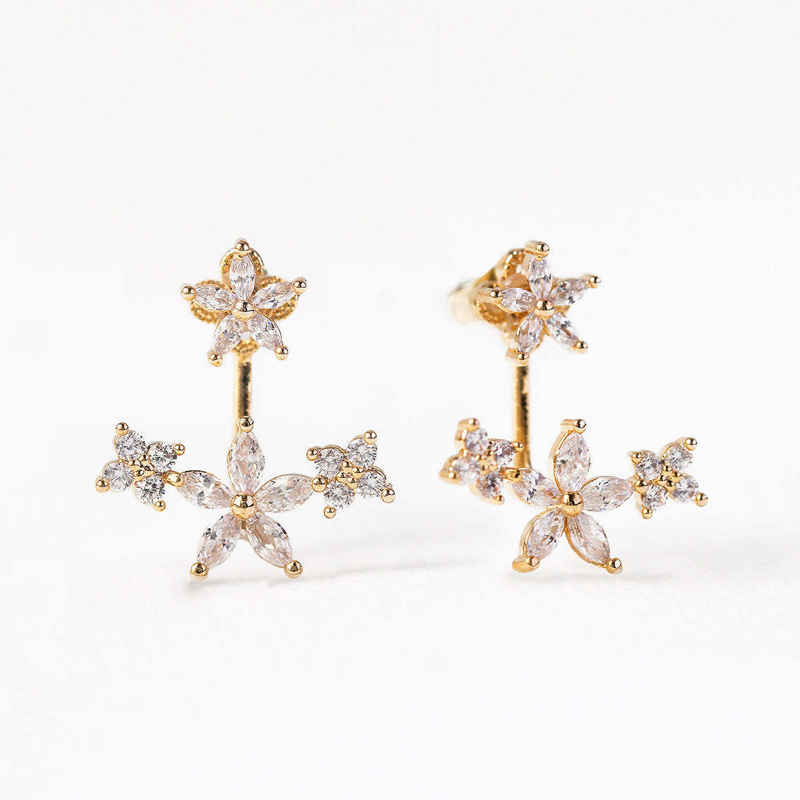Flora Moissanite 18K Gold Plated Ear Jacket | Mix Mix Style [Hot Seller]-Mix MIx Style