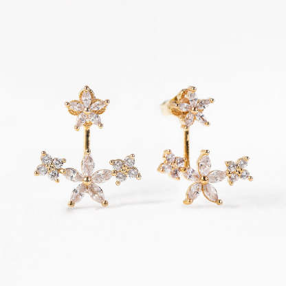 Flora Moissanite 18K Gold Plated Ear Jacket | Mix Mix Style [Hot Seller]-Mix MIx Style