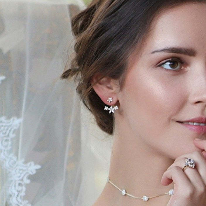 Flora Moissanite 18K Gold Plated Ear Jacket | Mix Mix Style [Hot Seller]-Mix MIx Style