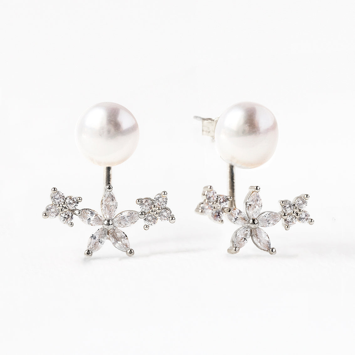 Flora Pearl 18K White Gold  Ear Jacket | Mix Mix Style [Hot Seller]-Mix MIx Style