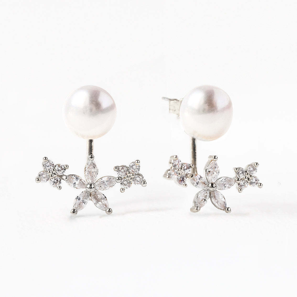 Flora Pearl 18K White Gold  Ear Jacket | Mix Mix Style [Hot Seller]-Mix MIx Style