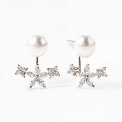 Flora Pearl 18K White Gold  Ear Jacket | Mix Mix Style [Hot Seller]-Mix MIx Style