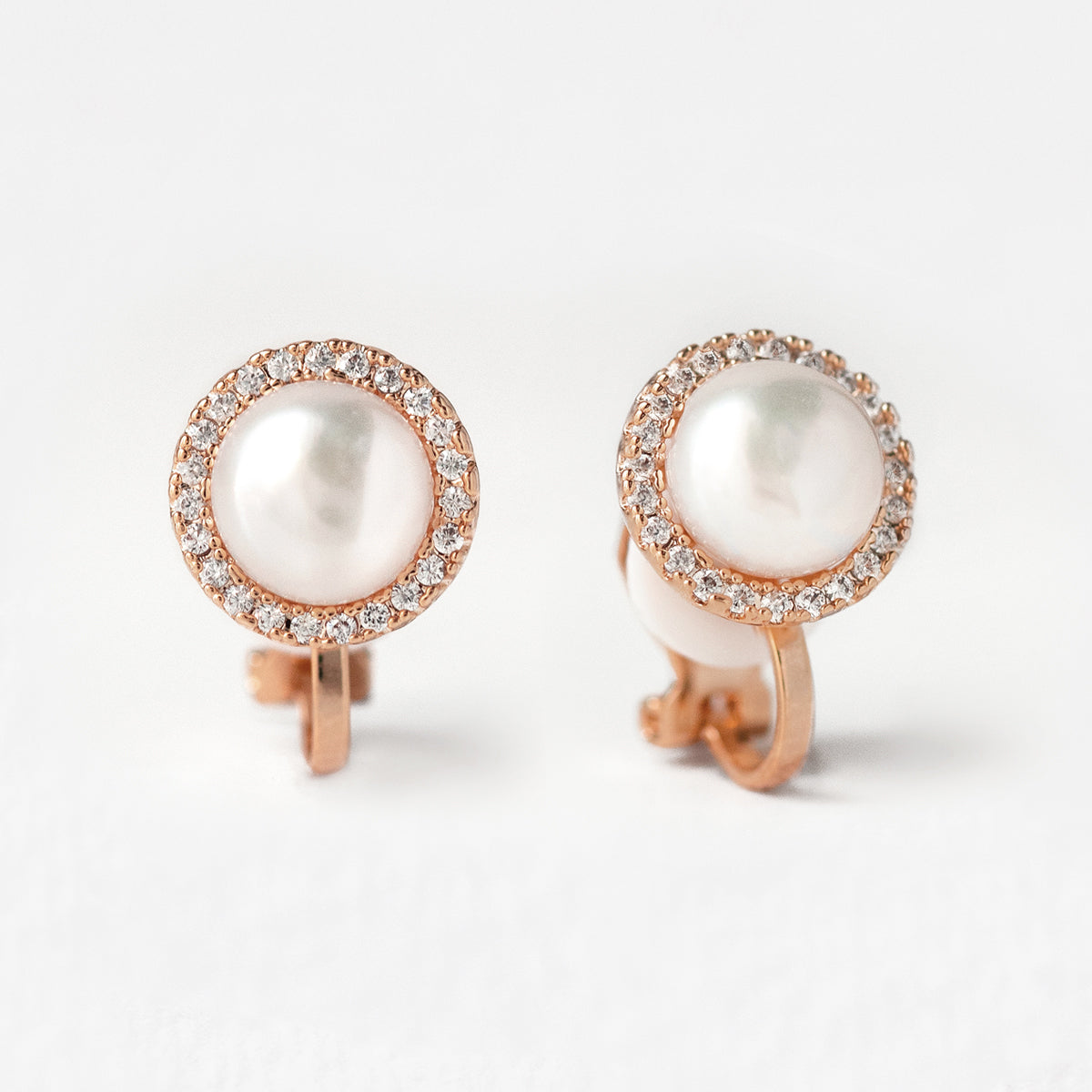 Pearl Stud 18K Rose Gold Clip on Earrings | Mix Mix Style [Hot Seller]-Mix MIx Style