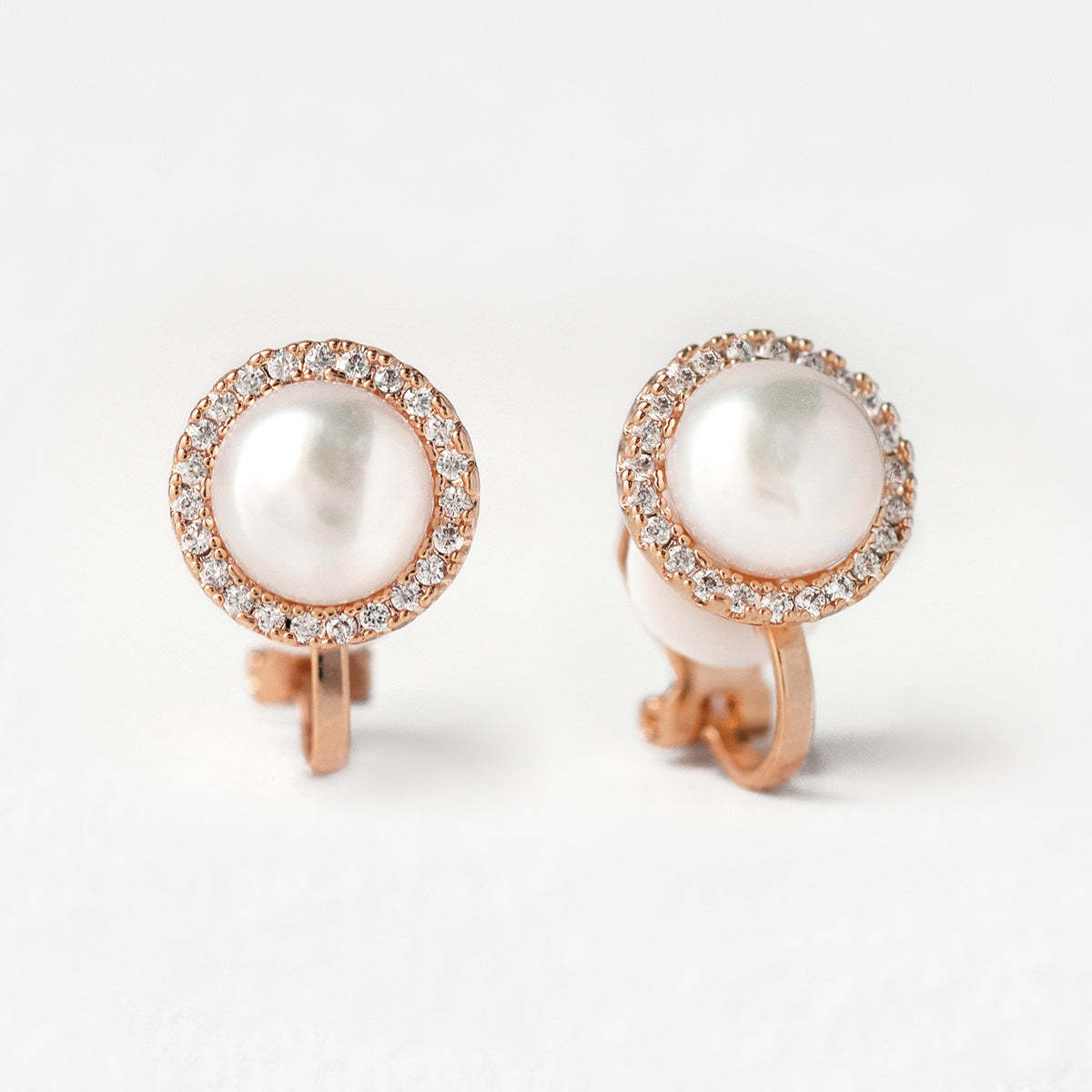 Pearl Stud 18K Rose Gold Clip on Earrings | Mix Mix Style [Hot Seller]-Mix MIx Style