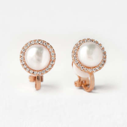 Pearl Stud 18K Rose Gold Clip on Earrings | Mix Mix Style [Hot Seller]-Mix MIx Style