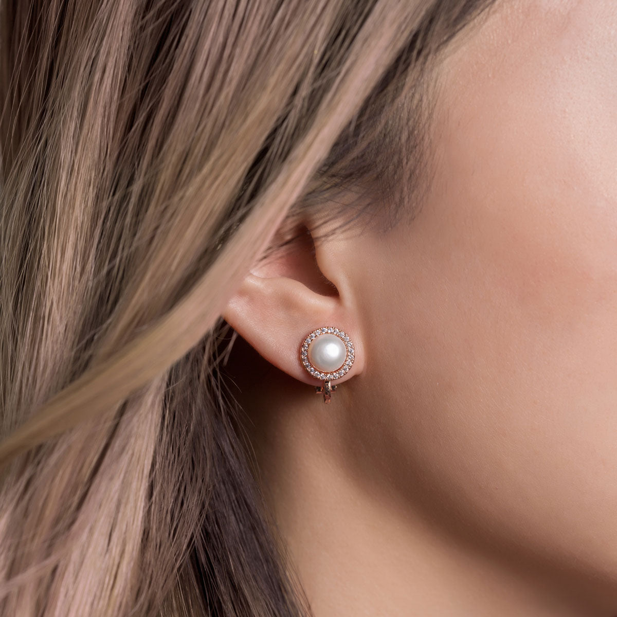 Pearl Stud 18K Rose Gold Clip on Earrings | Mix Mix Style [Hot Seller]-Mix MIx Style
