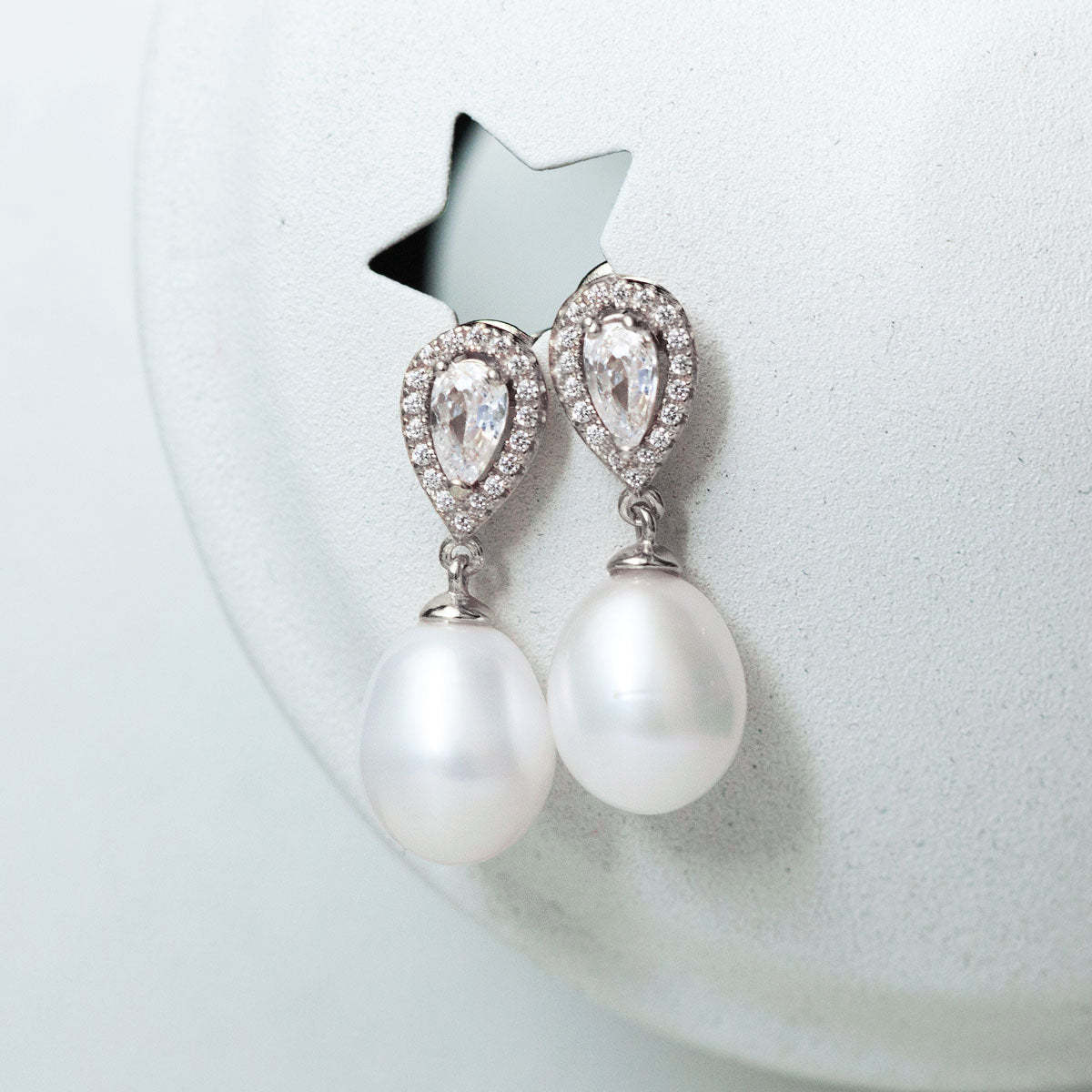 Akoya Pearl Drop Moissanite s925 Sterling Silver Earrings | Mix Mix Style [Hot Seller]-Mix MIx Style