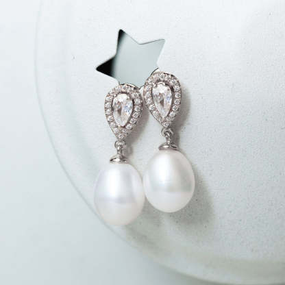 Akoya Pearl Drop Moissanite s925 Sterling Silver Earrings | Mix Mix Style [Hot Seller]-Mix MIx Style