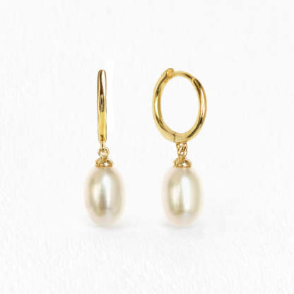 Freshwater Pearl 18K Gold Hoops | Mix Mix Style [Hot Seller]-Mix MIx Style