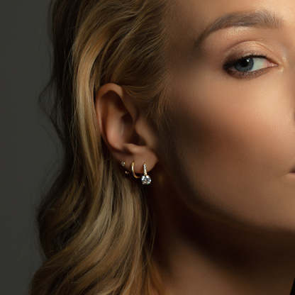 Tiny Moissanite Huggie 18K Gold Plated Earrings | Mix Mix Style [Hot Seller]-Mix MIx Style