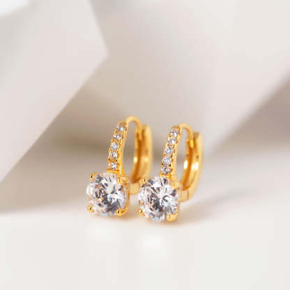 Tiny Moissanite Huggie 18K Gold Plated Earrings | Mix Mix Style [Hot Seller]-Mix MIx Style