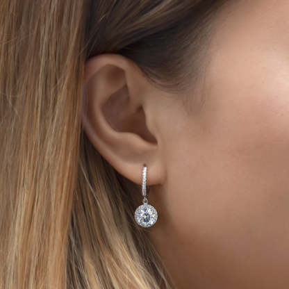 Round Dangle 18K White Gold Hoops | Mix Mix Style [Hot Seller]-Mix MIx Style