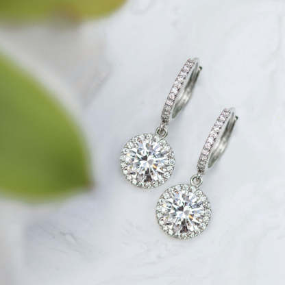 Round Dangle 18K White Gold Hoops | Mix Mix Style [Hot Seller]-Mix MIx Style